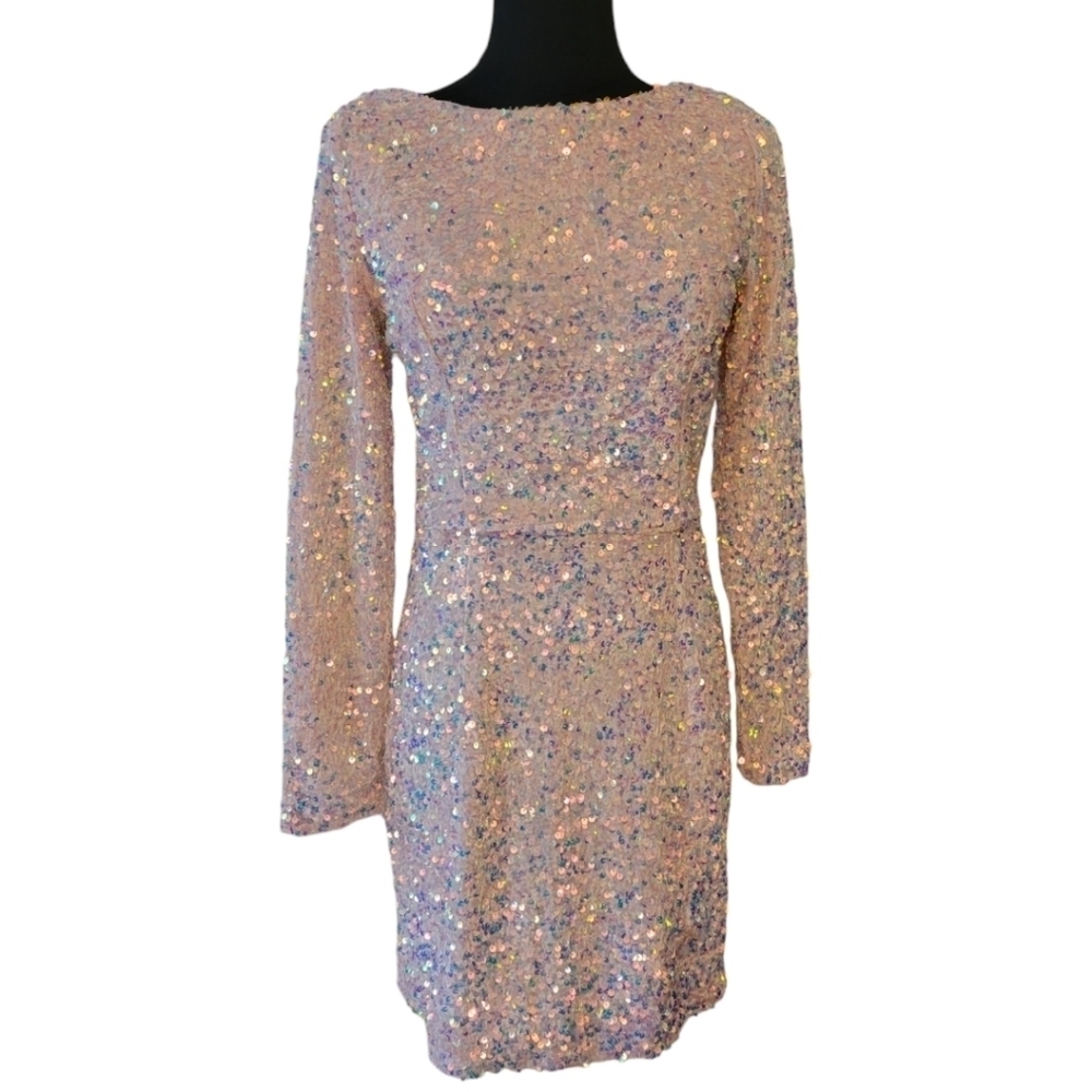 Mable Pink Sequined Open Back‎ Dress Size Small